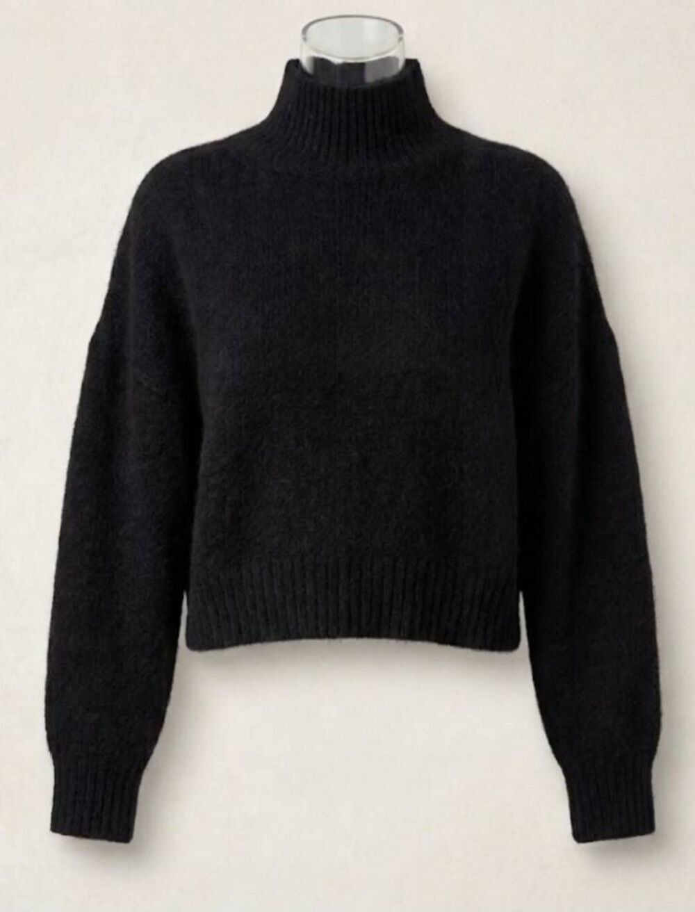 Theory womens medium mockneck sweater thick 100% cashmere black cropped soft
